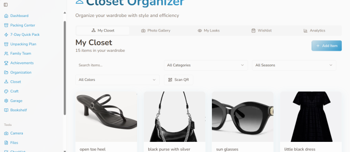 Organisync closet organizer screenshot